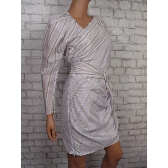 $2,270 Carmen March Cupro Stripes Belted Ruched Sheath Dress 38 IT sz 4 US M491 - Picture 6 of 12